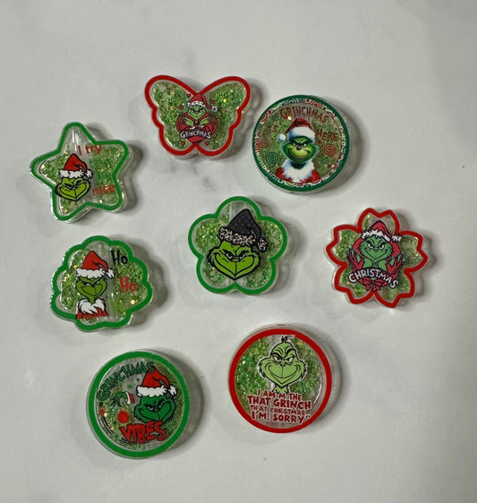 Acrylic Shaker Focal beads, Christmas green guy themes Beads -DIY For pens -  Random Mix - 3pcs (Copy)