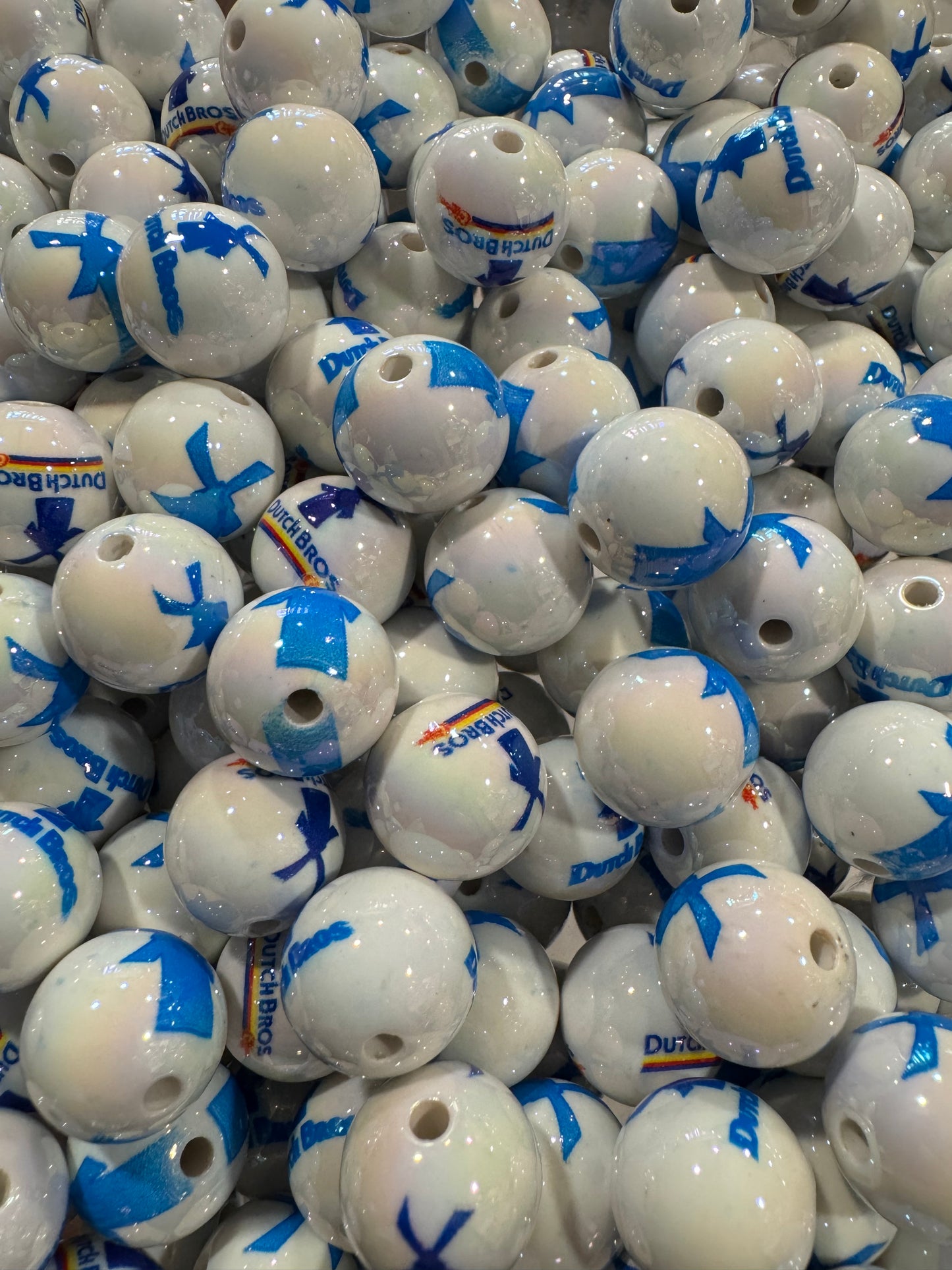16MM DB Coffee Printed Beads for pens and beadable items- 20 beads pack