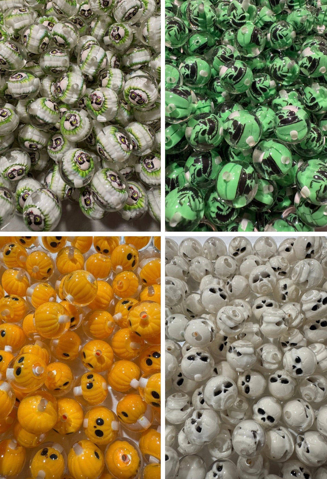 16MM Character incased Beads in clear Acrylic, For pens and beadable items- 15 beads pack