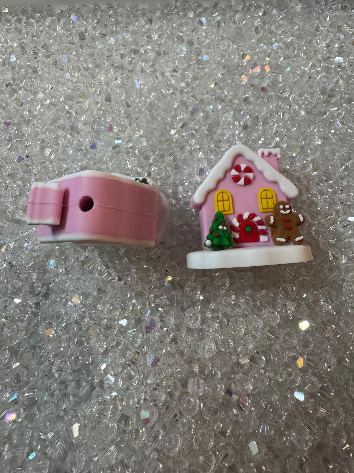 3D Christmas Gingerbread House Silicone Beads- For DIY pens, Keychains and beadable items- 2PK