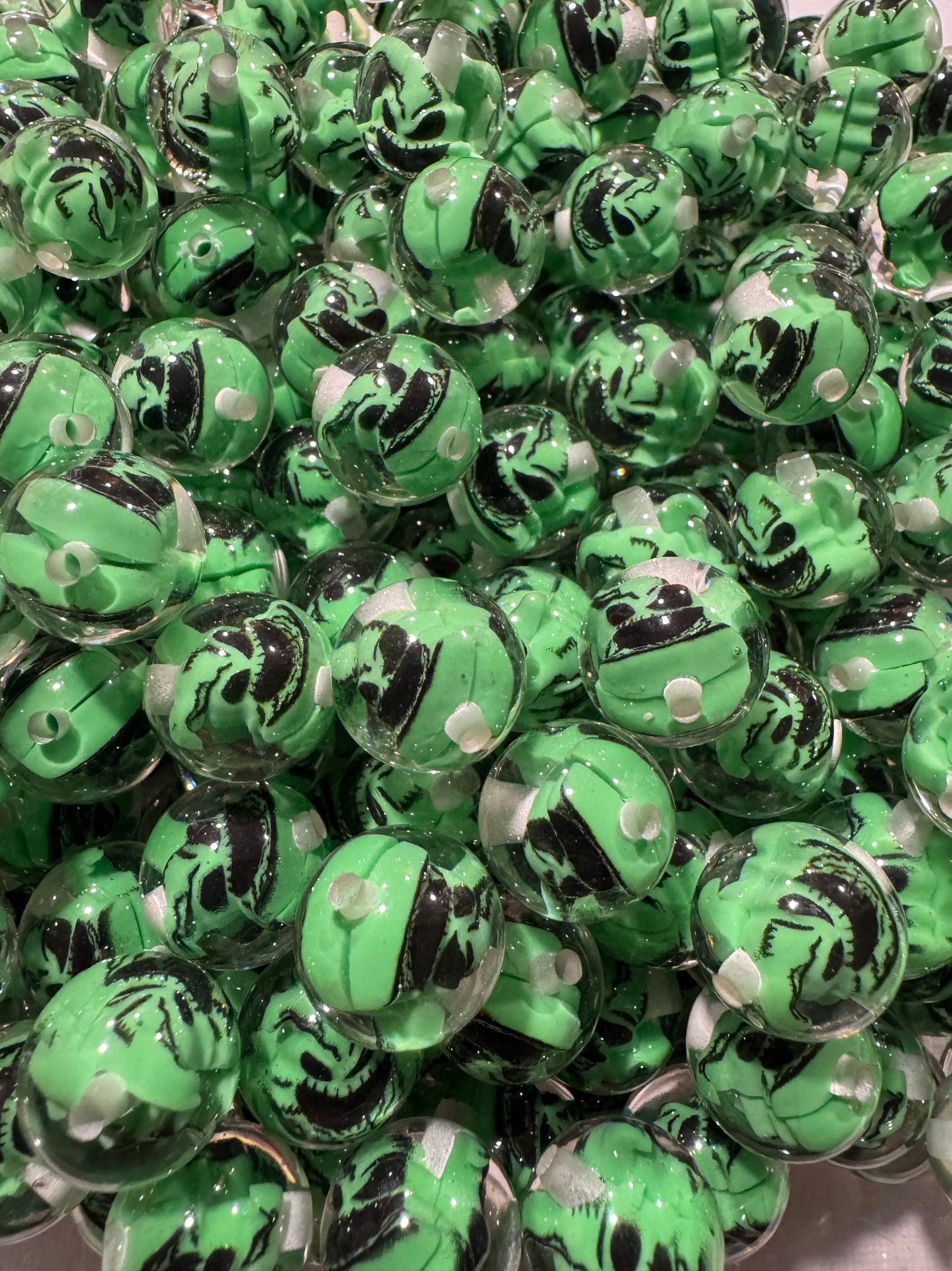 16MM Character incased Beads in clear Acrylic, For pens and beadable items- 15 beads pack