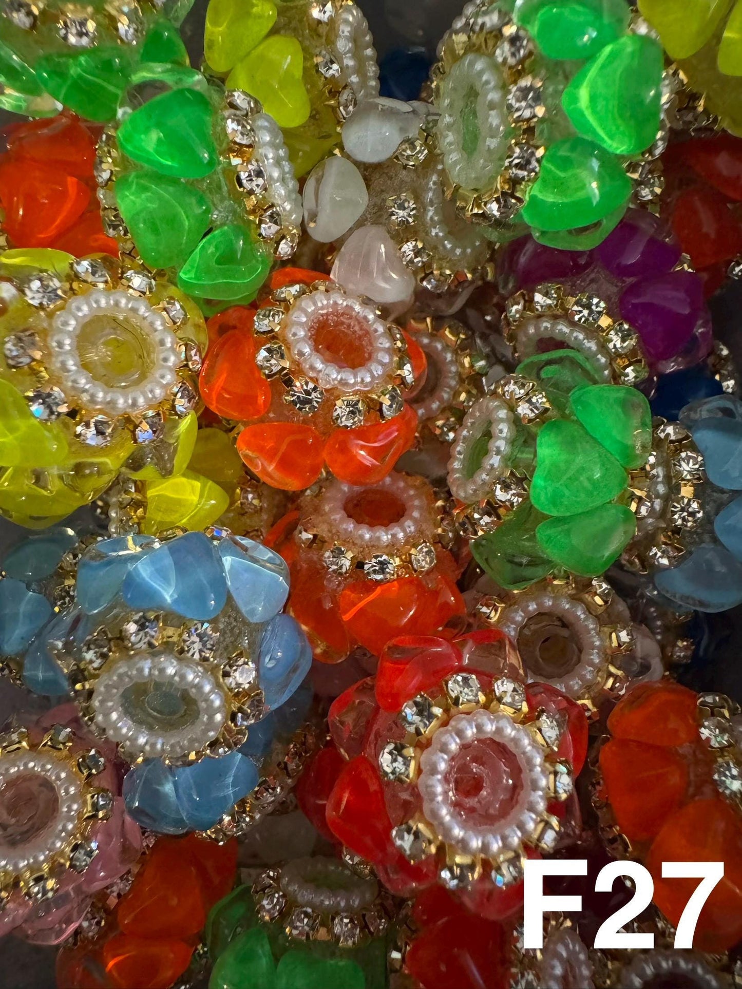 Handmade Fancy Rhinestone Acrylic Beads for Pens & Keychains - Assorted Styles 3pc Random Mix