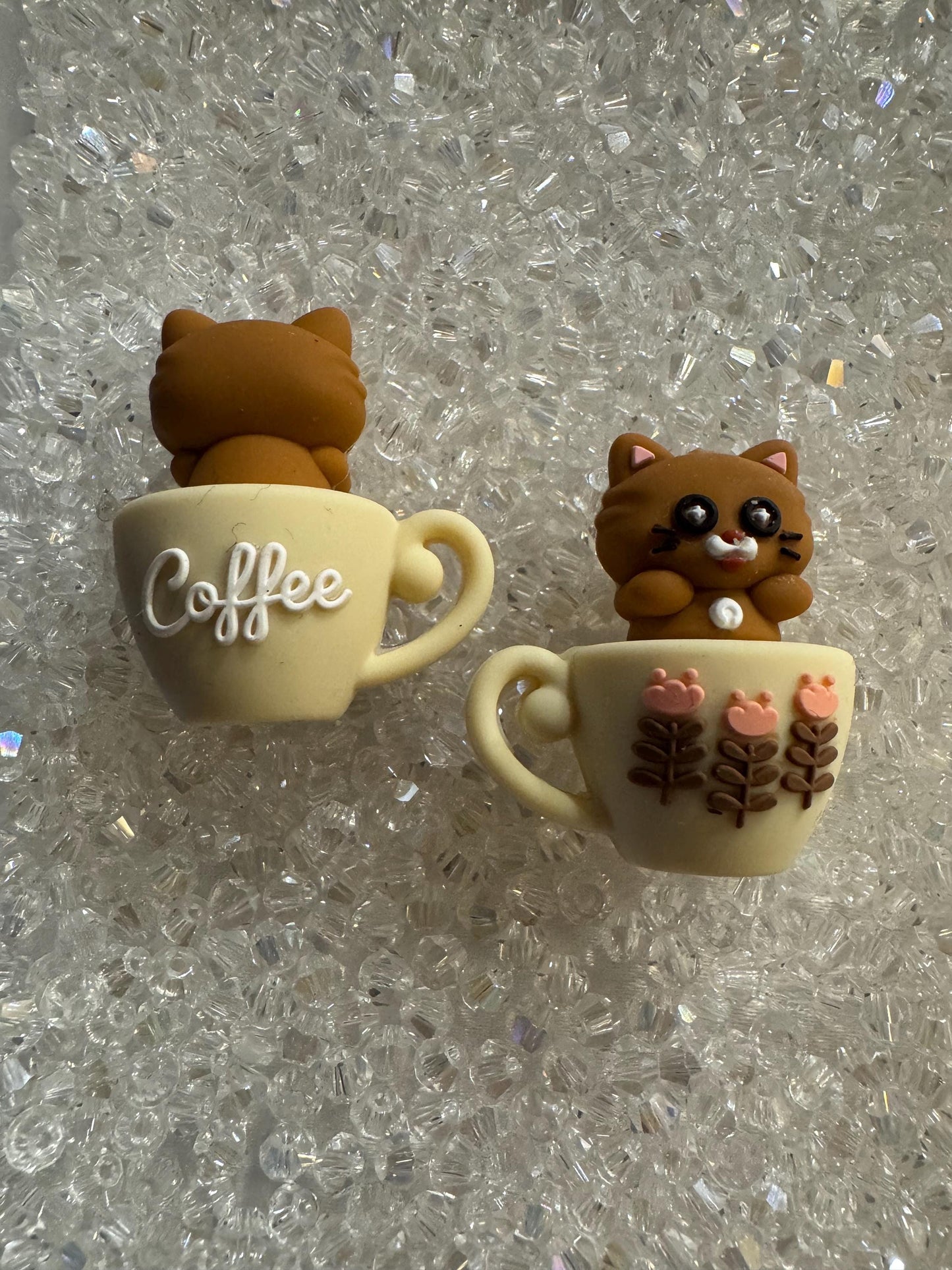 3D Cute Owl/Cat coffee Mug silicone Focal Bead-For pens and beadable items- 2pk