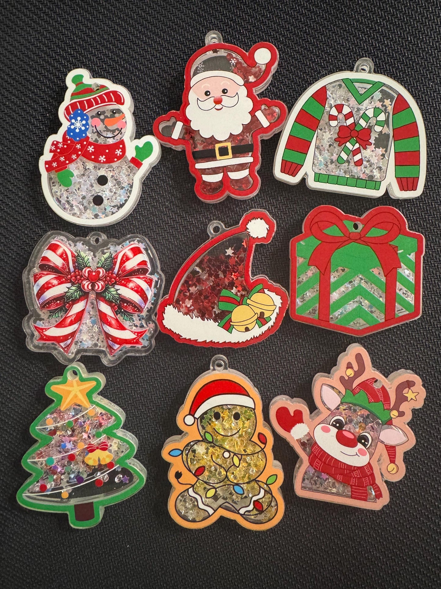 Christmas Shaker Pendants: Acrylic DIY Charms for Keychains (2pc)