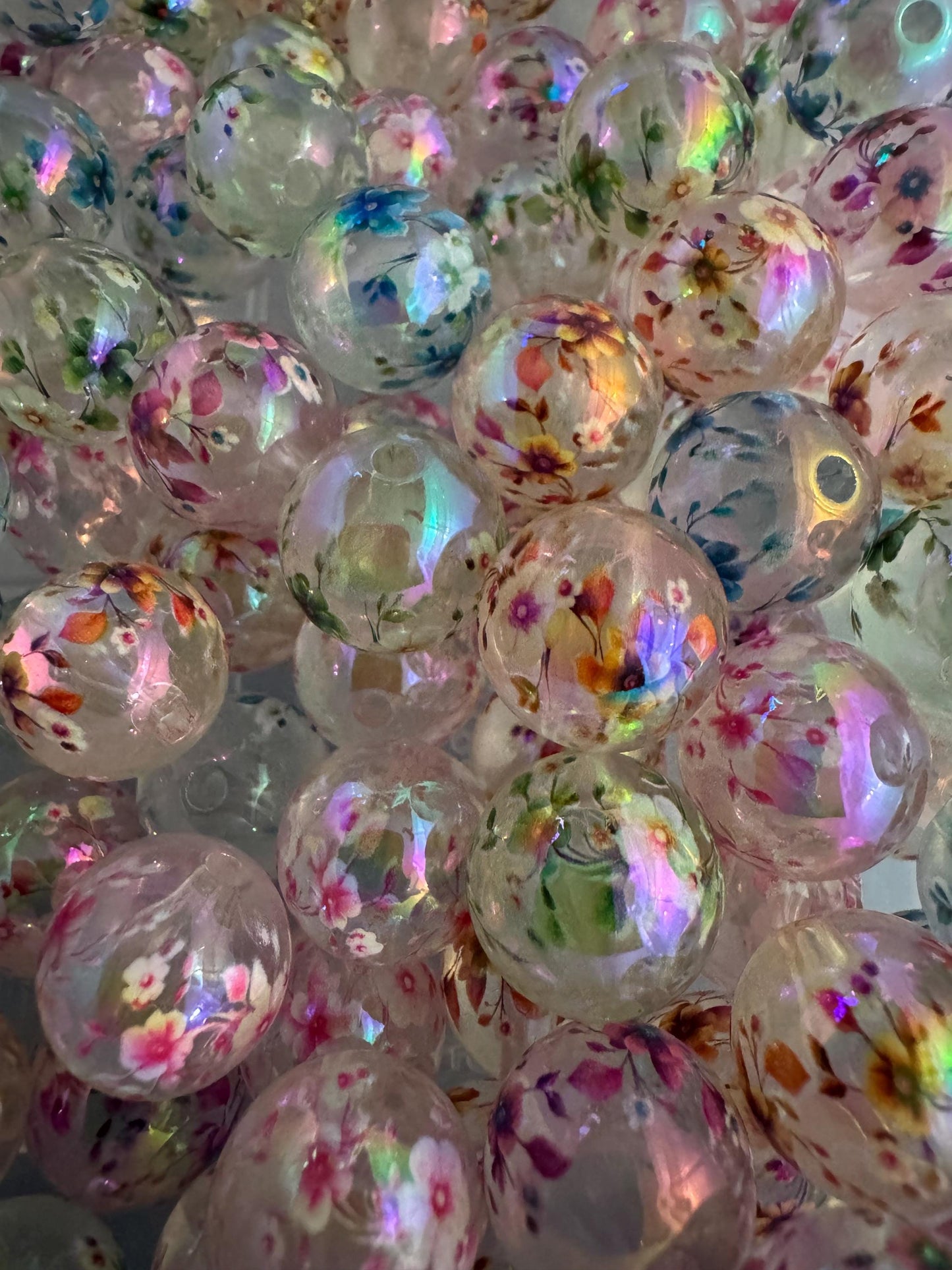 16MM Floral Acrylic Beads-For pens and beadable items- 15beads pack assorted