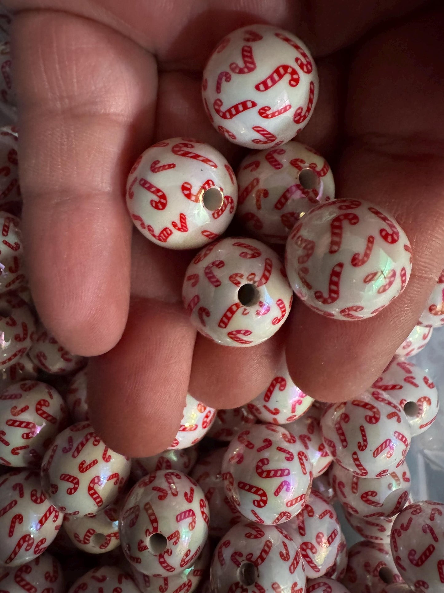 16MM Christmas Candy Cane Acrylic Beads-For pens and beadable items- 15beads pack