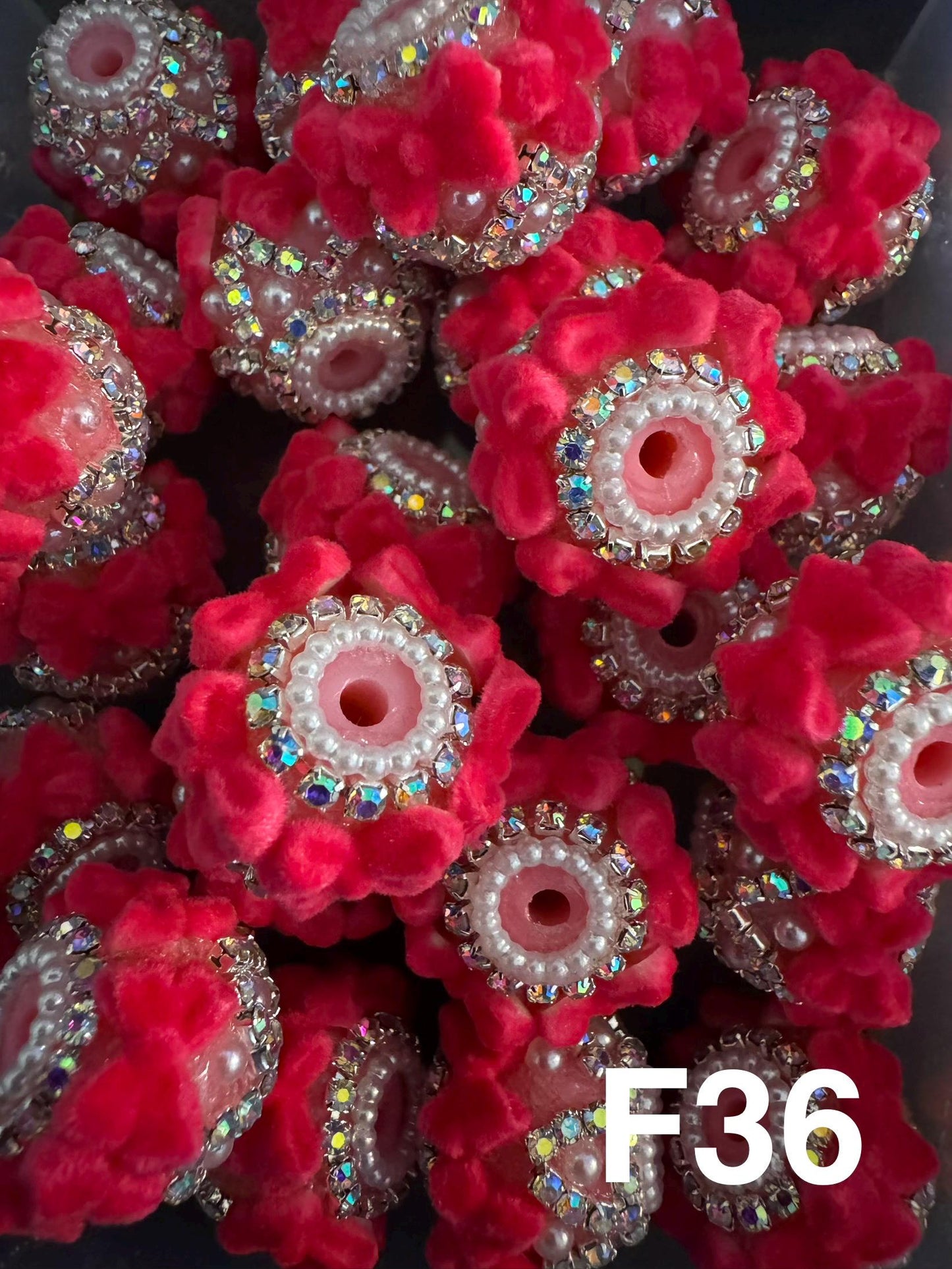 Handmade Fancy Rhinestone Acrylic Beads for Pens & Keychains - Assorted Styles 3pc Random Mix