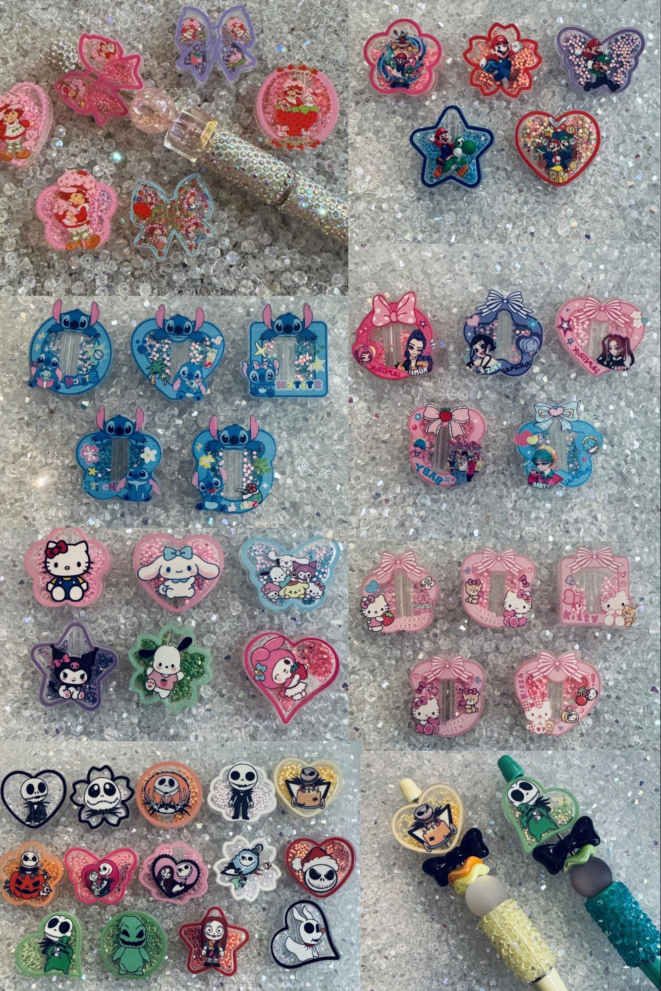 Acrylic Shaker Focal beads | Strawberry, Poke, Jack, Alien, cars, different Themes Beads -DIY For pens -  Random Mix - 3pcs