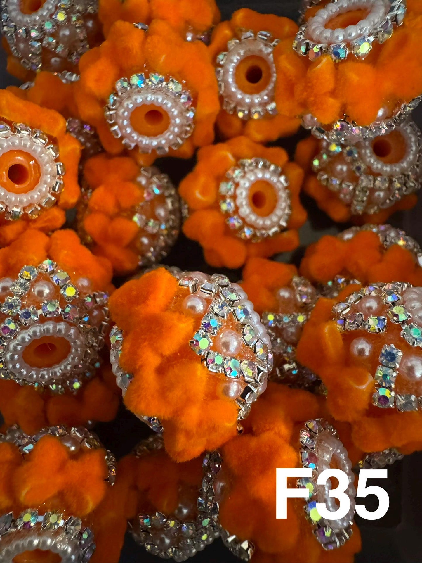 Handmade Fancy Rhinestone Acrylic Beads for Pens & Keychains - Assorted Styles 3pc Random Mix