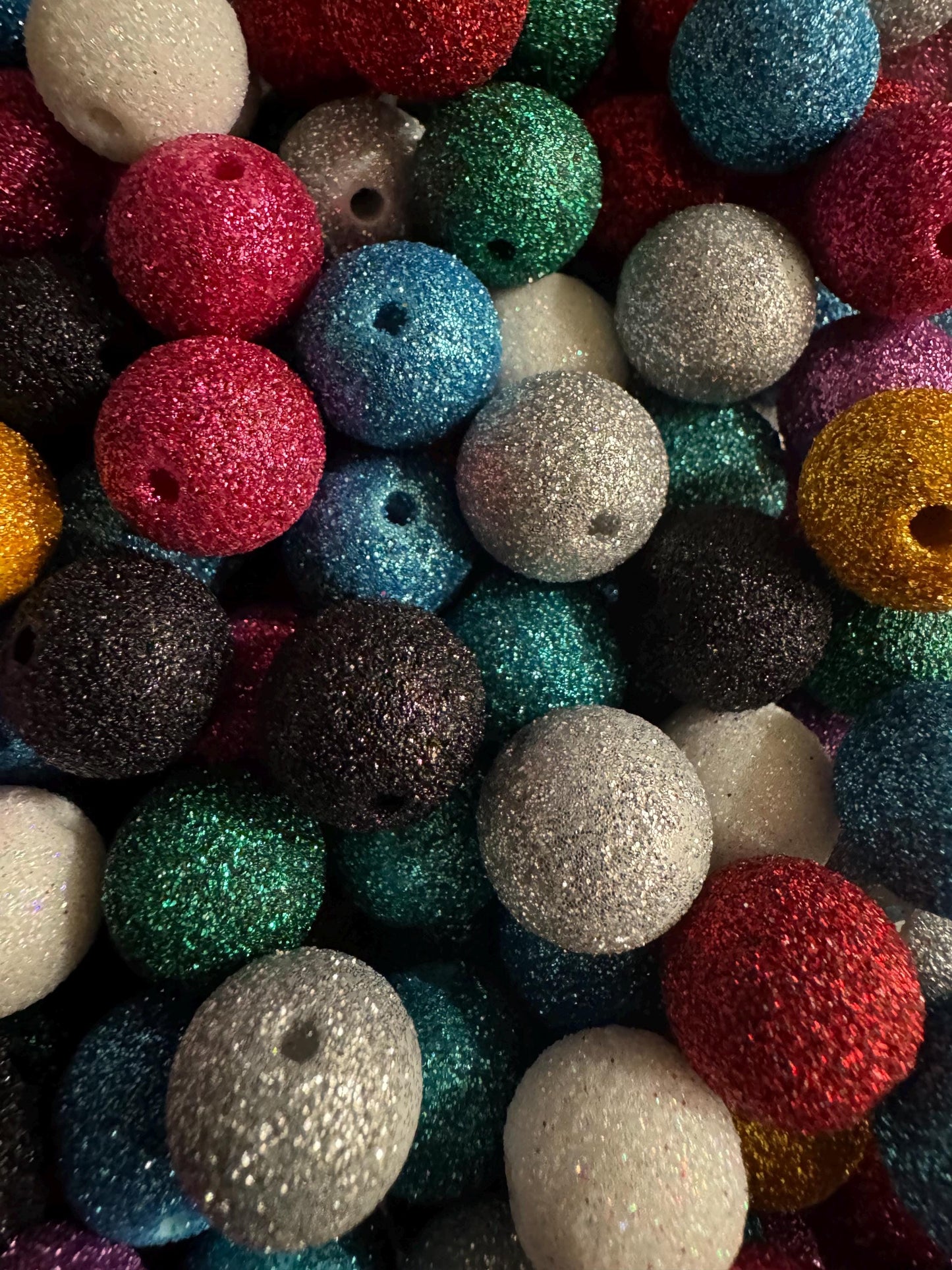 16MM Christmas Glitter Beads-For pens and beadable items- Mix 15beads Random color pack