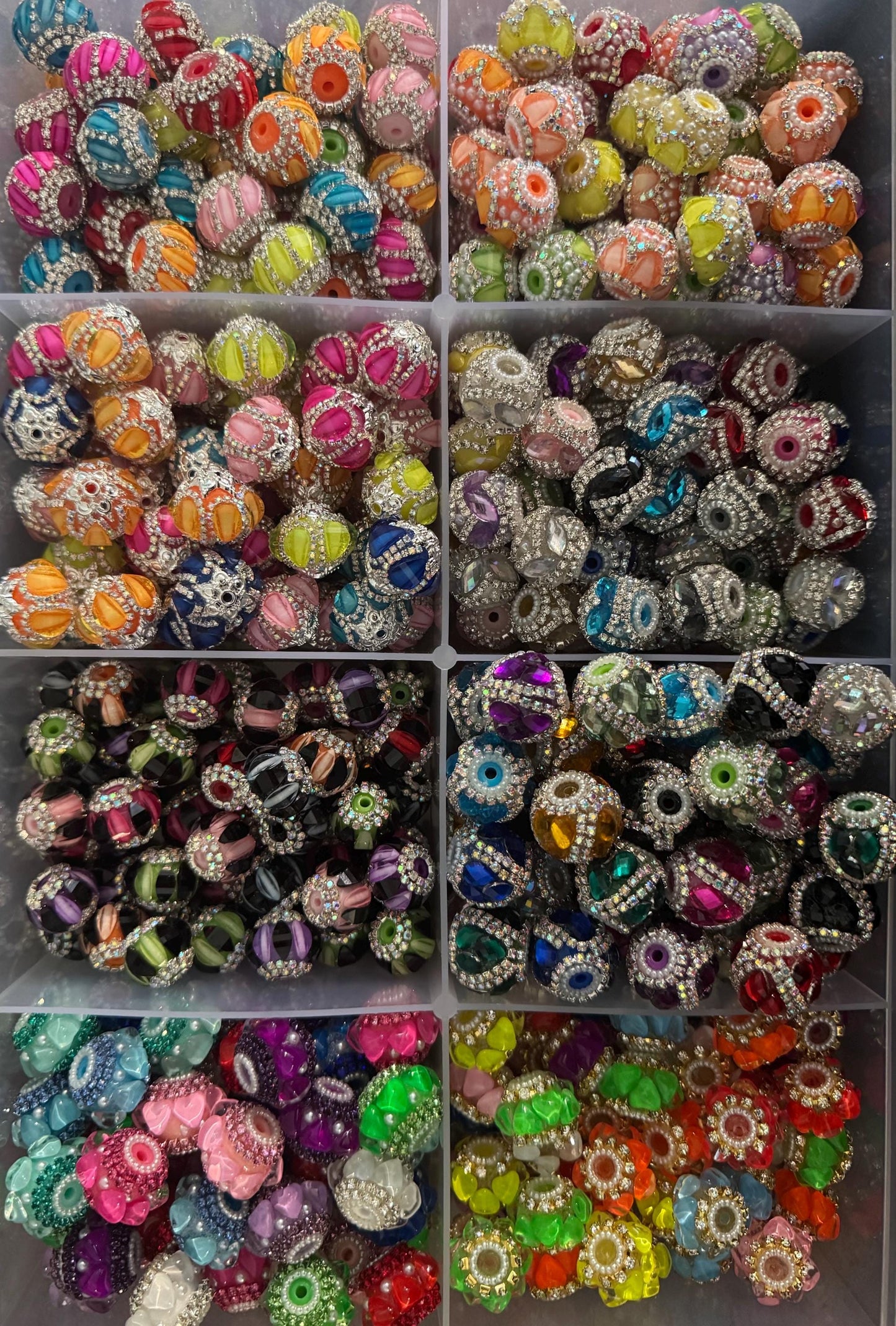 Handmade Fancy Rhinestone Acrylic Beads for Pens & Keychains - Assorted Styles 3pc Random Mix