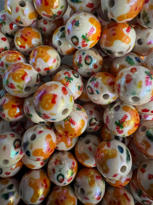 16MM Christmas Gingerbread Acrylic Beads-For pens and beadable items- 15beads pack