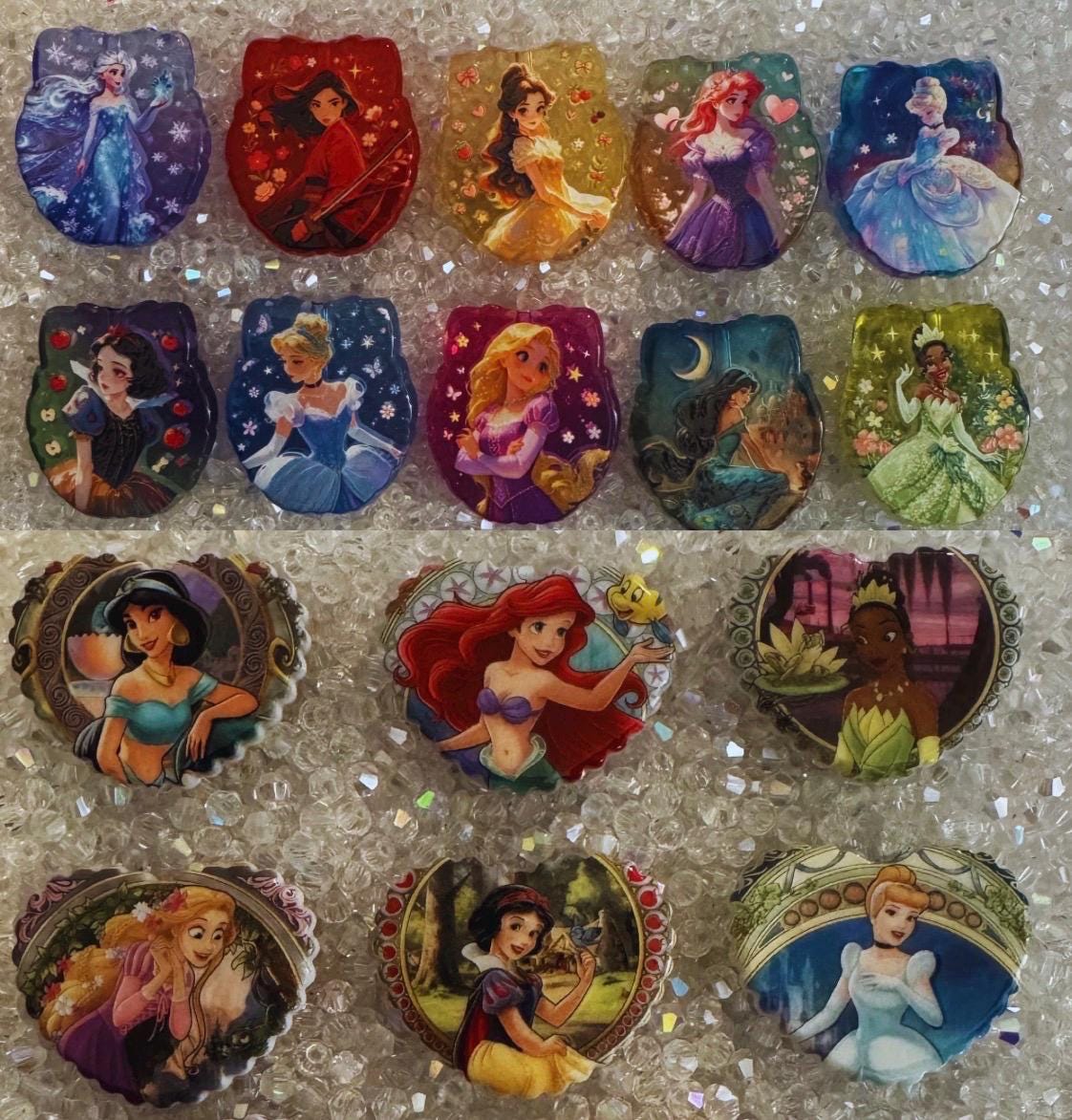 Princess Theme Focal Bead-For pens and beadable items| Flat Double sided Bead | 8pcs Random Mix Pack