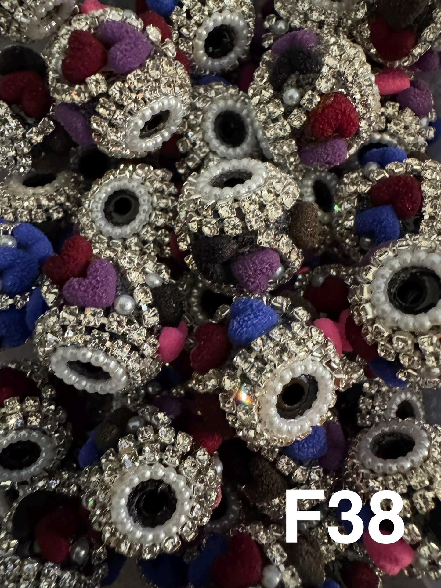 Handmade Fancy Rhinestone Acrylic Beads for Pens & Keychains - Assorted Styles 3pc Random Mix