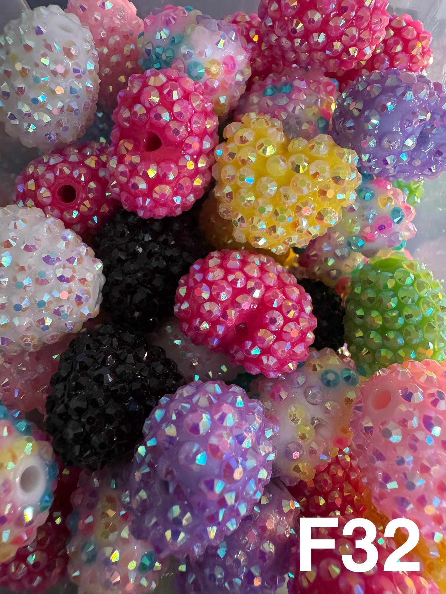 Handmade Fancy Rhinestone Acrylic Beads for Pens & Keychains - Assorted Styles 3pc Random Mix